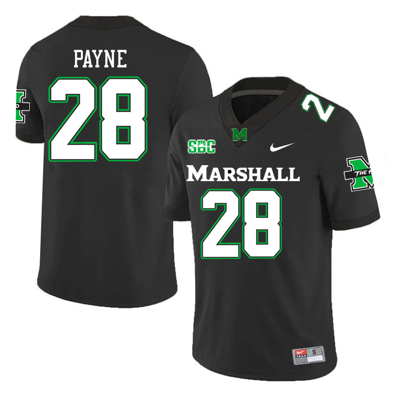Men #28 Ethan Payne Marshall Thundering Herd SBC Conference College Football Jerseys Stitched-Black